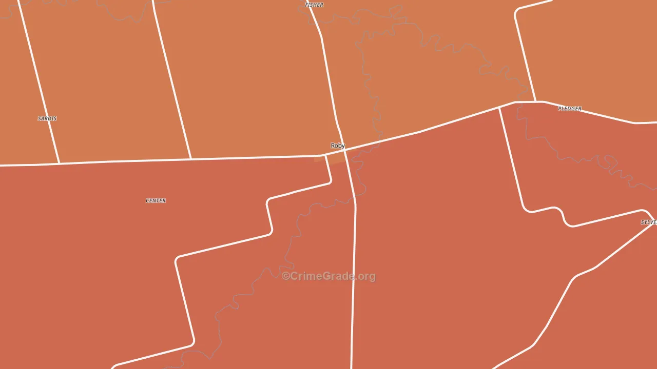 Roby, TX Map of Drug-Related Crime Rates
