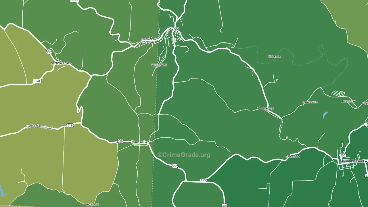 Robyville, OH Map of Drug-Related Crime Rates
