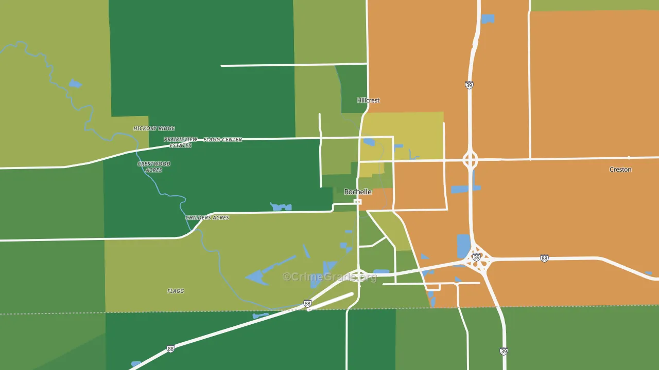 Rochelle, IL Map of Drug-Related Crime Rates