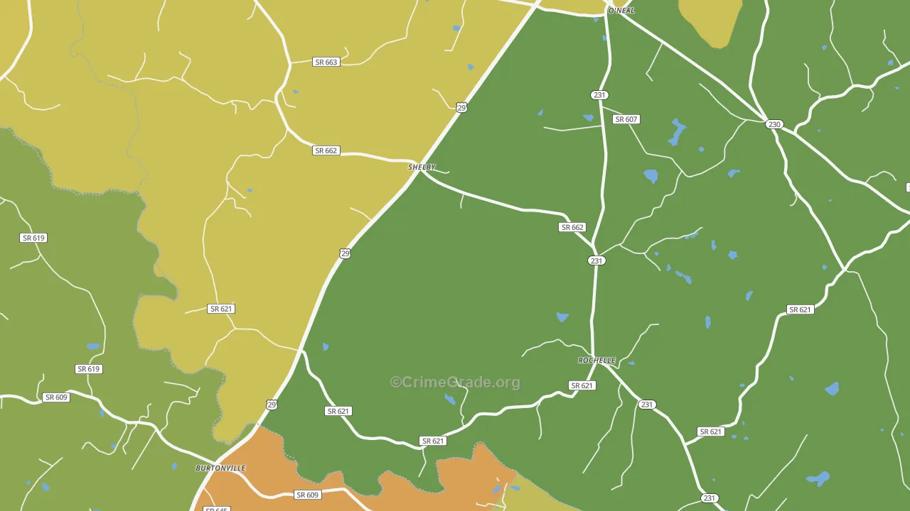Rochelle, VA Map of Drug-Related Crime Rates