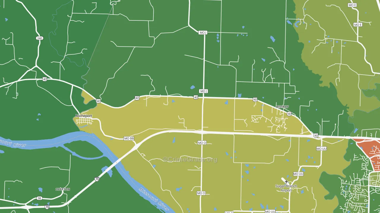 Rocheport, MO Map of Drug-Related Crime Rates