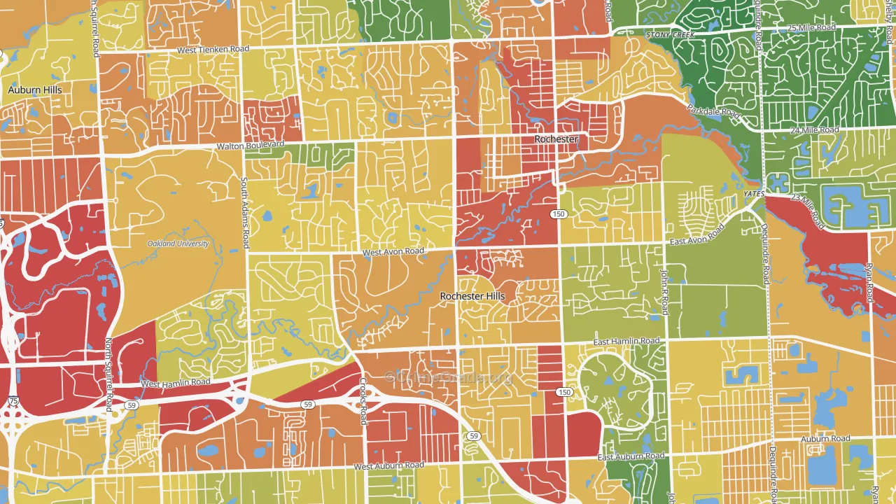 Rochester Hills, MI Map of Drug-Related Crime Rates