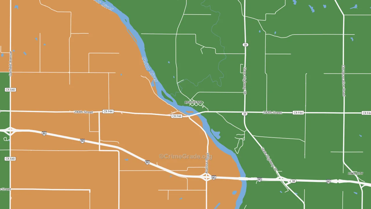 Rochester, IA Map of Drug-Related Crime Rates