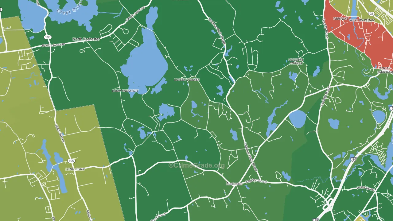 Rochester, MA Map of Drug-Related Crime Rates