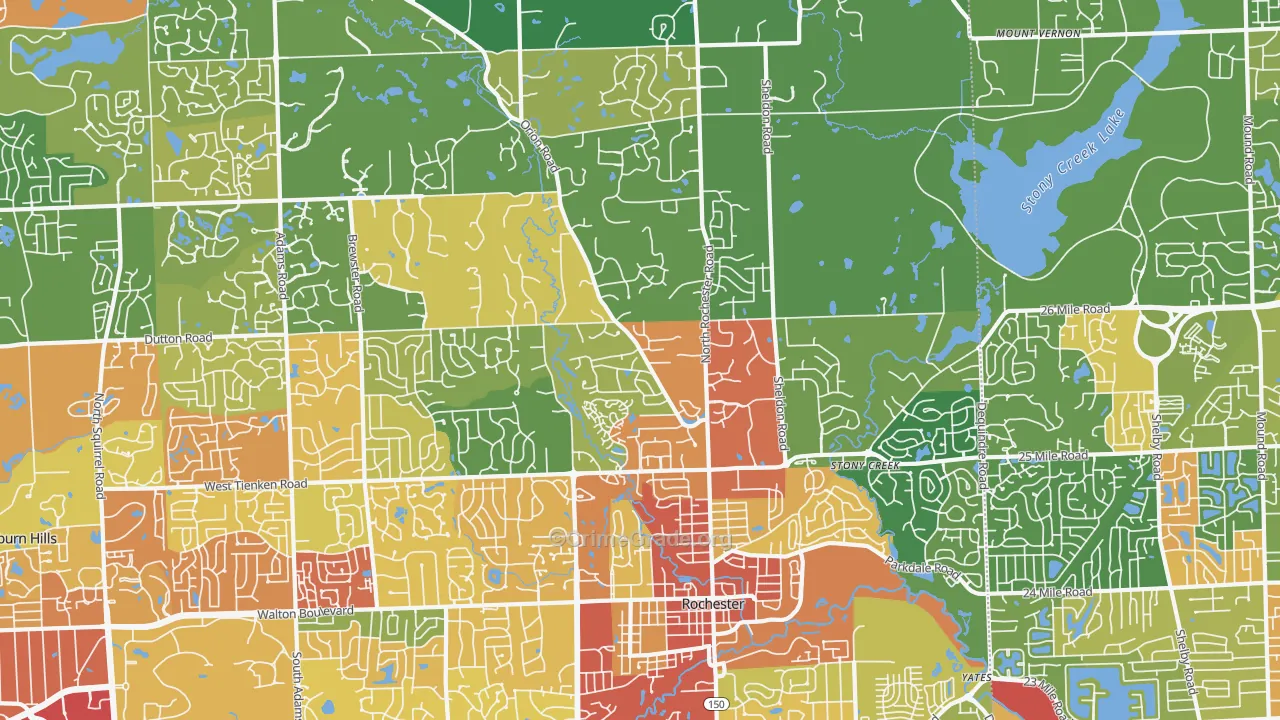 Rochester, MI Map of Drug-Related Crime Rates