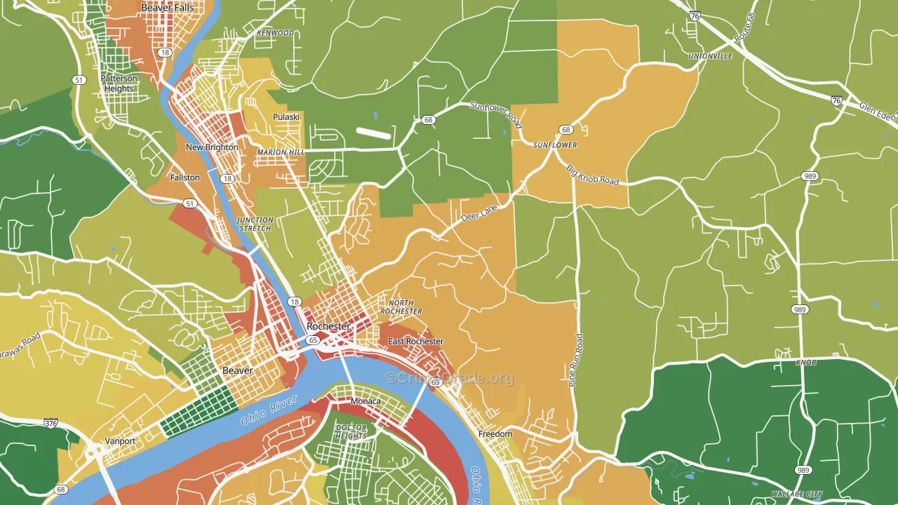 Rochester, PA Map of Drug-Related Crime Rates