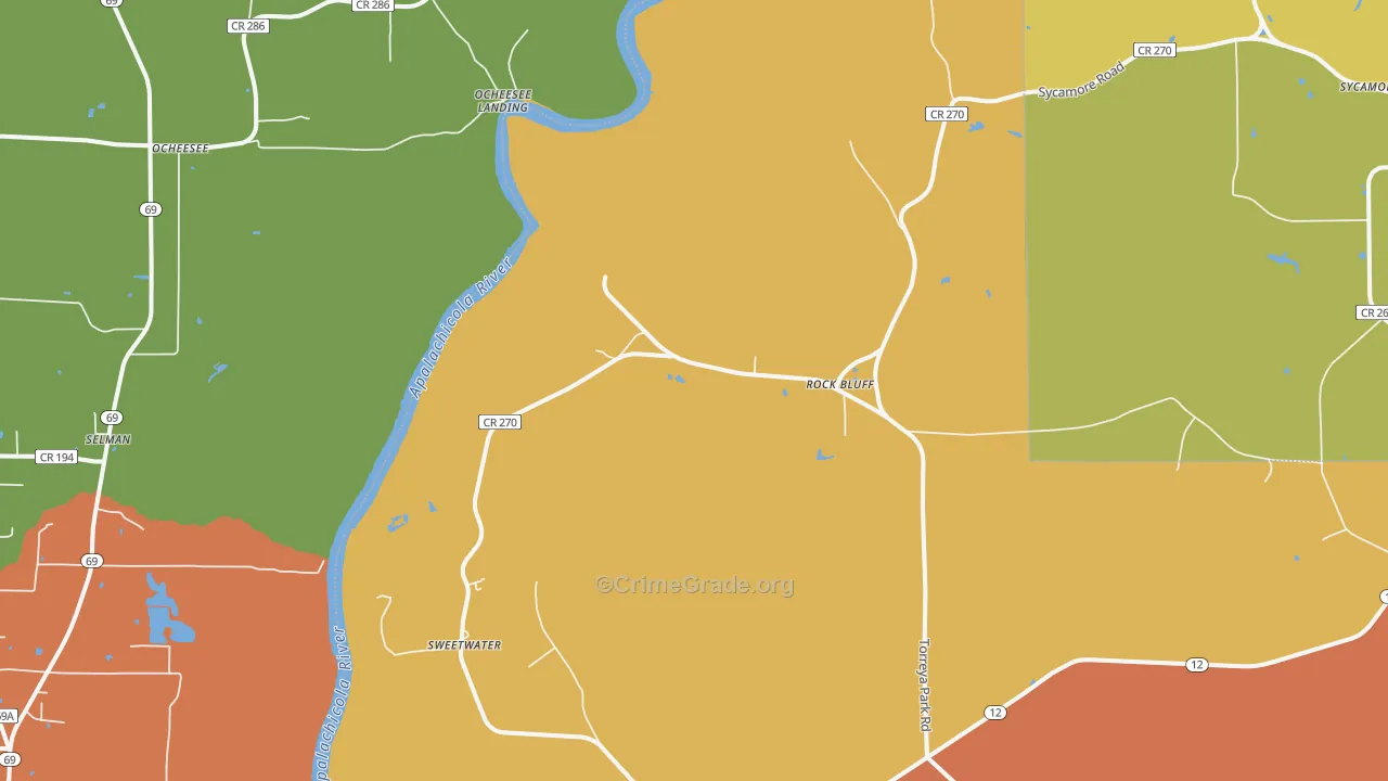 Rock Bluff, FL Map of Drug-Related Crime Rates