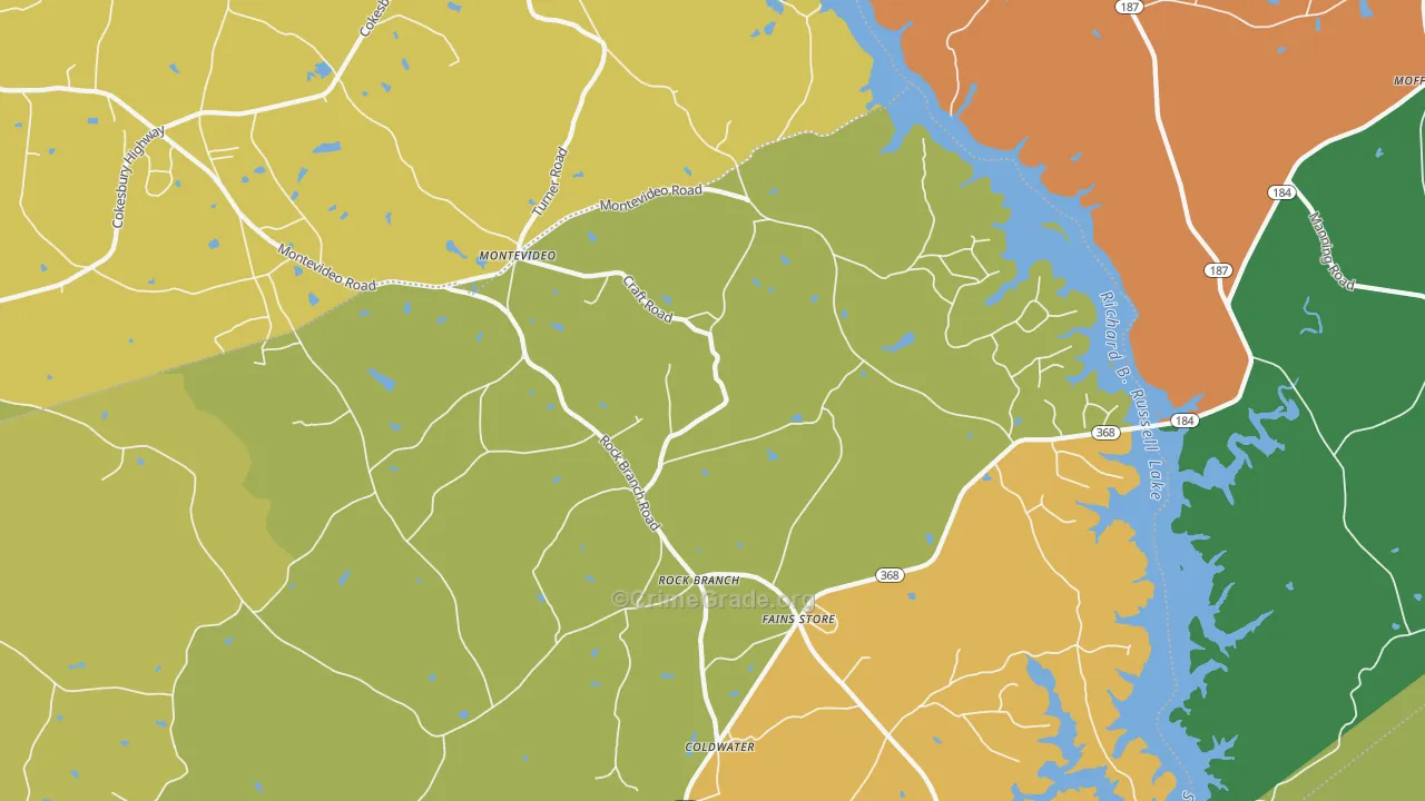 Rock Branch, GA Map of Drug-Related Crime Rates