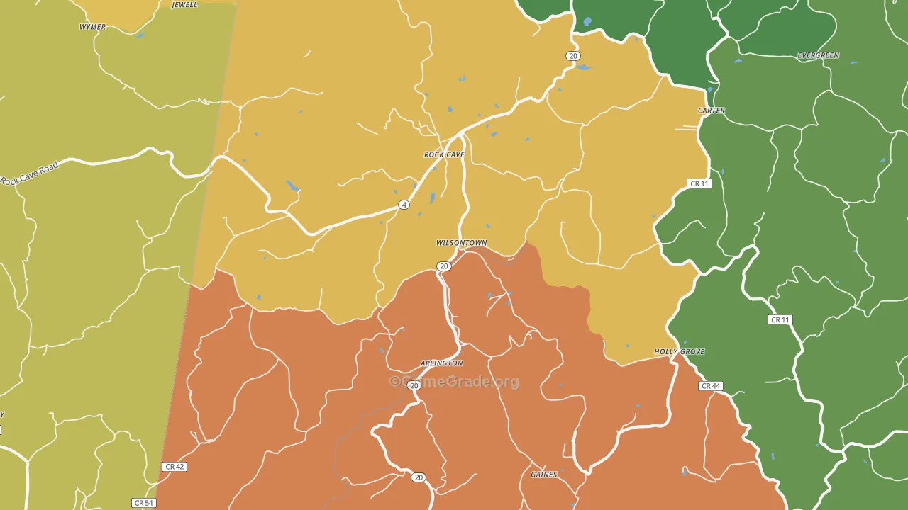 Rock Cave, WV Map of Drug-Related Crime Rates