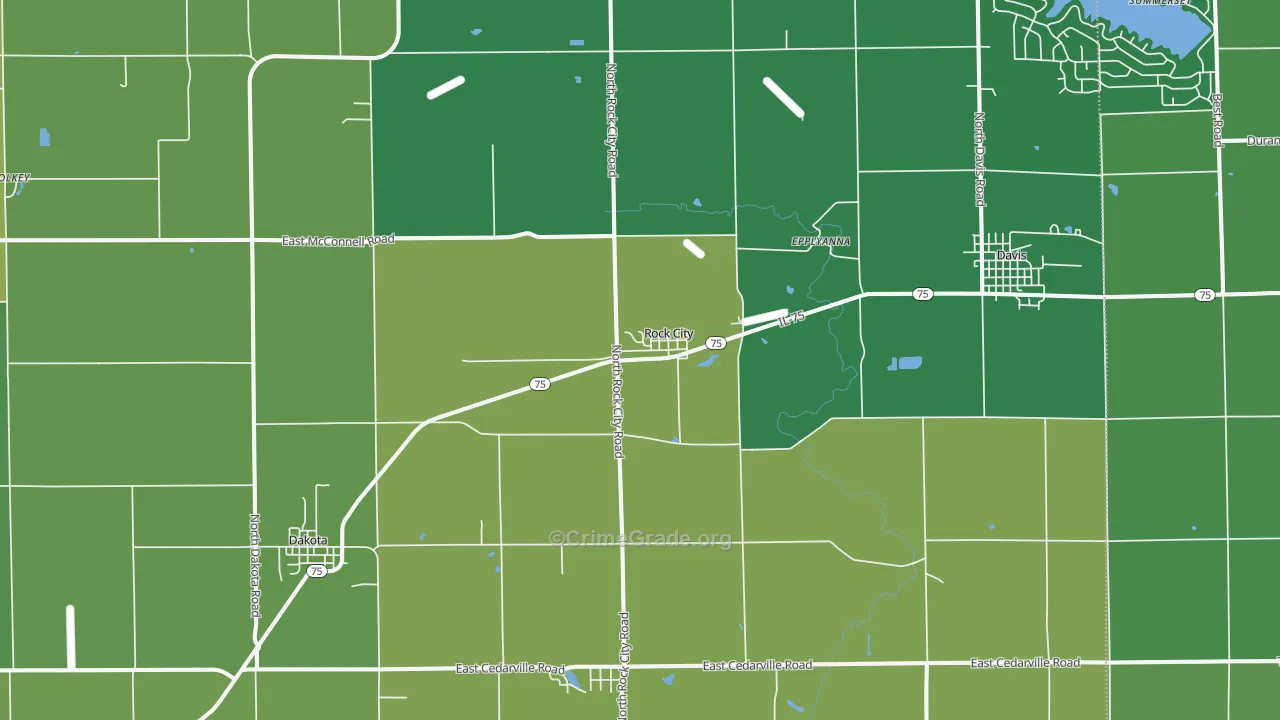 Rock City, IL Map of Drug-Related Crime Rates