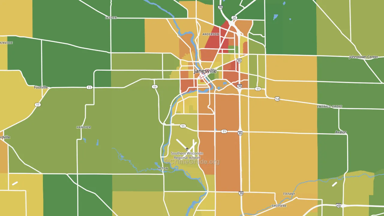 Rock County, WI Map of Drug-Related Crime Rates