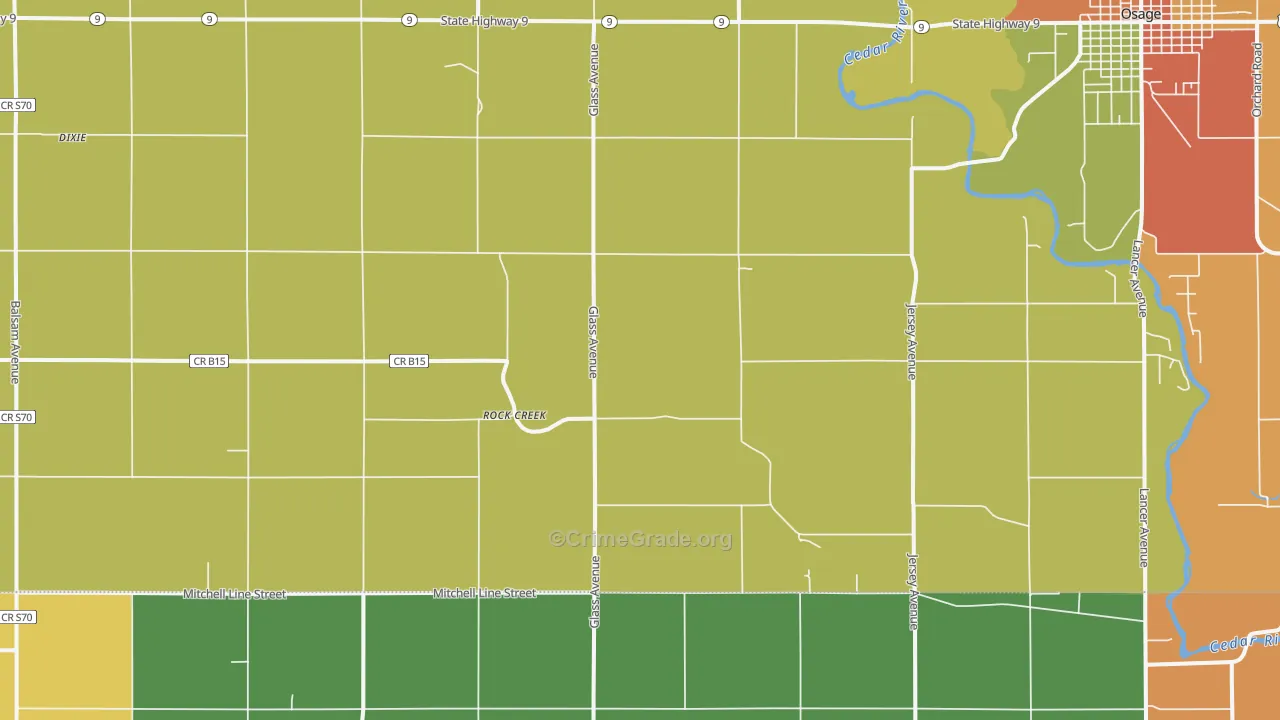 Rock Creek, IA Map of Drug-Related Crime Rates