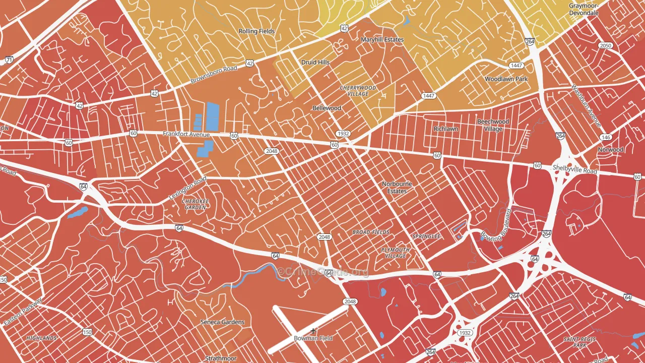 Rock Creek Lexington Road, Louisville, KY Map of Drug-Related Crime Rates