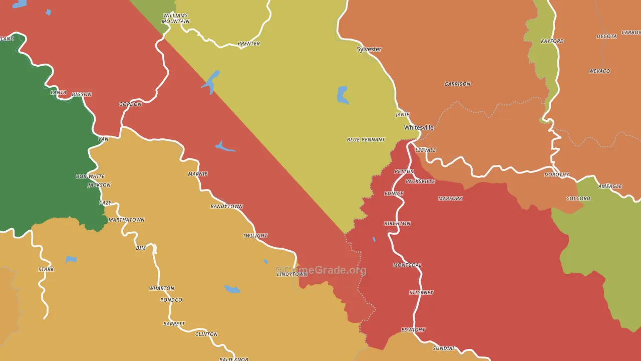 Rock Creek, WV Map of Drug-Related Crime Rates