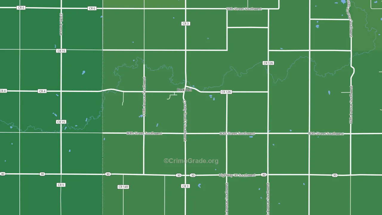 Rock Dell, MN Map of Drug-Related Crime Rates