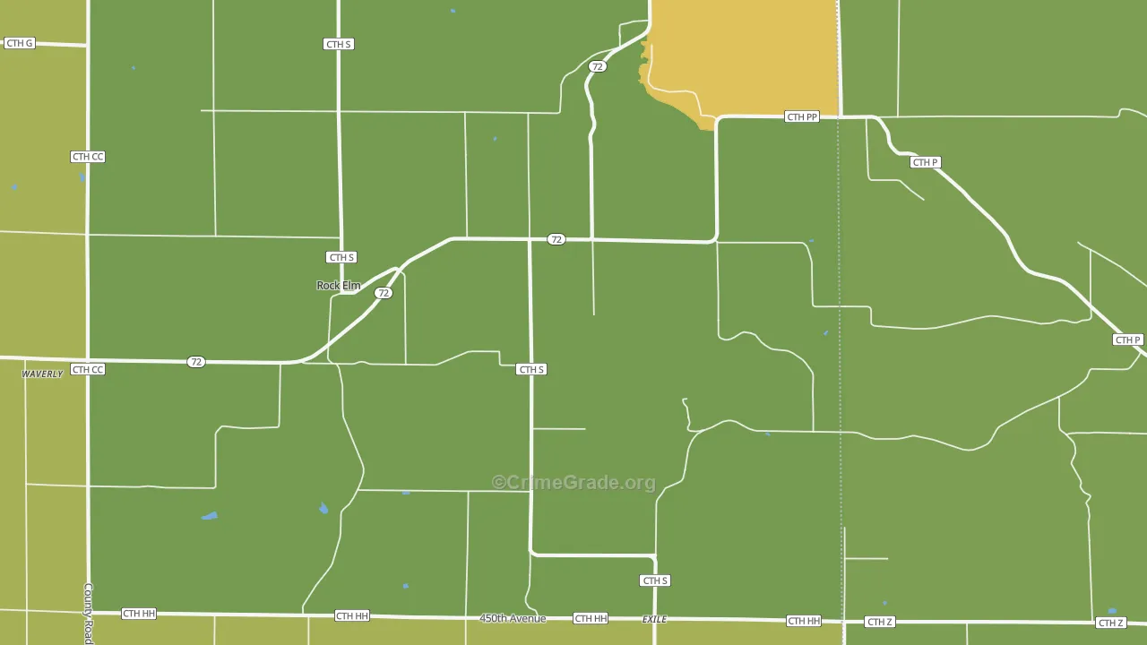 Rock Elm, WI Map of Drug-Related Crime Rates