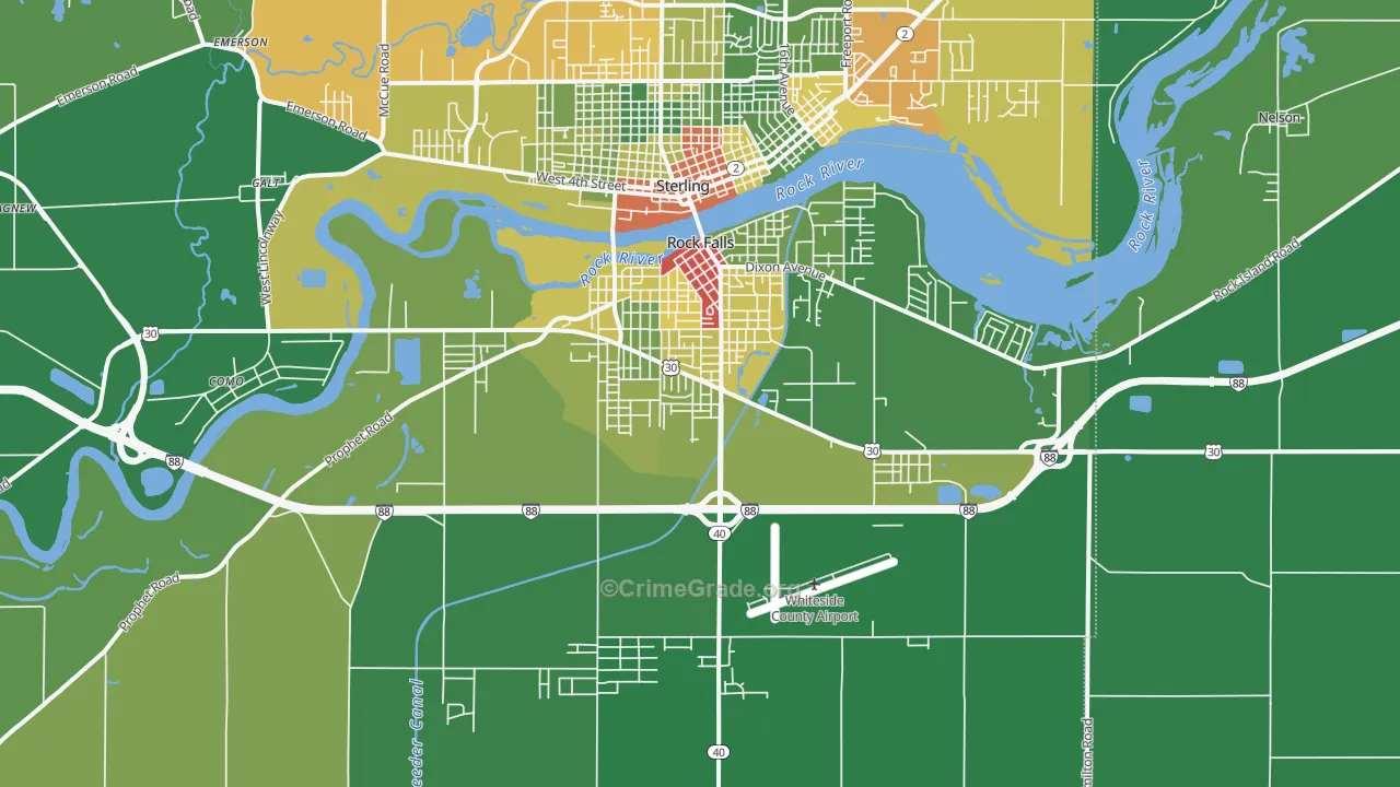 Rock Falls, IL Map of Drug-Related Crime Rates