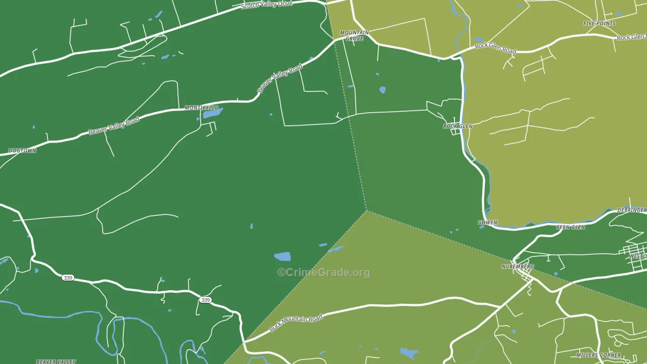 Rock Glen, PA Map of Drug-Related Crime Rates