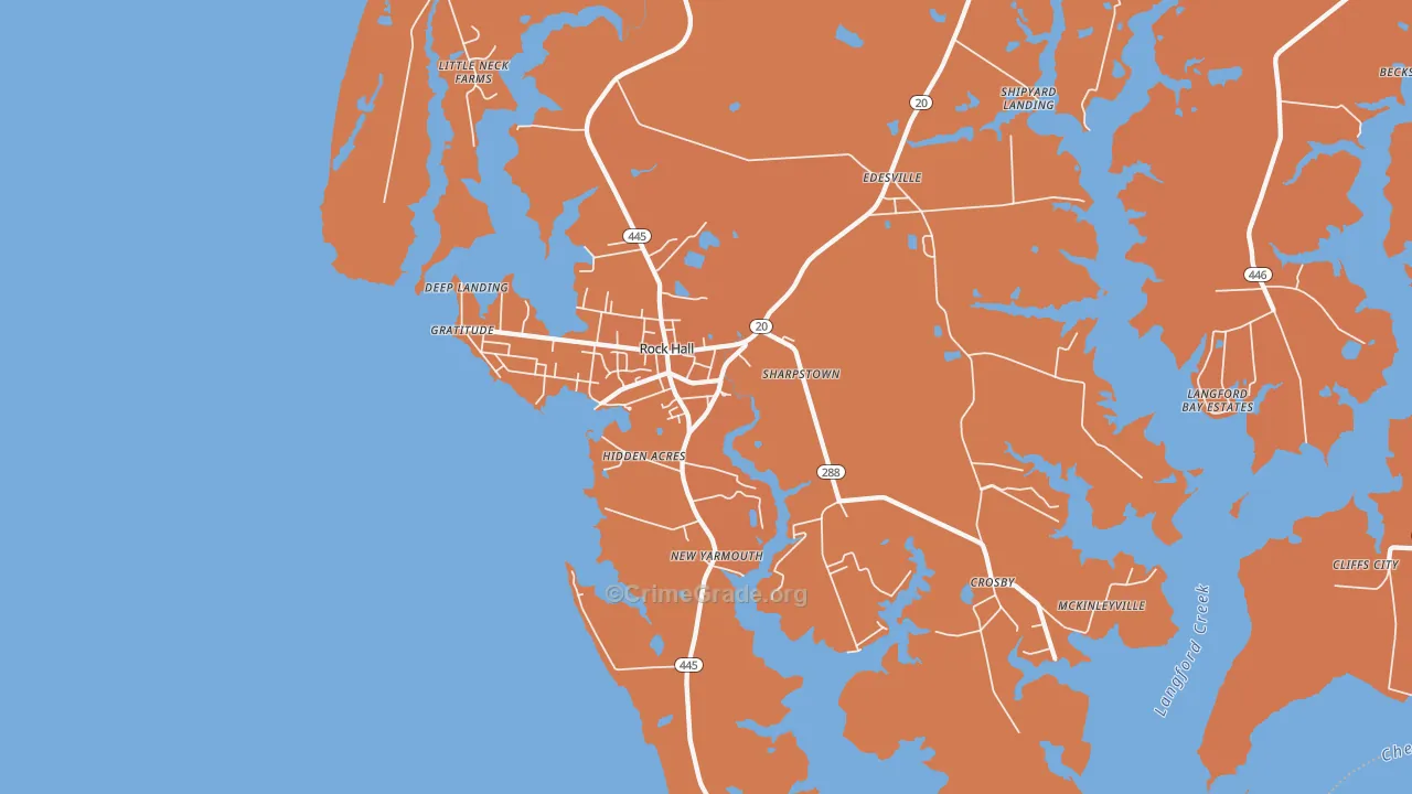 Rock Hall, MD Map of Drug-Related Crime Rates