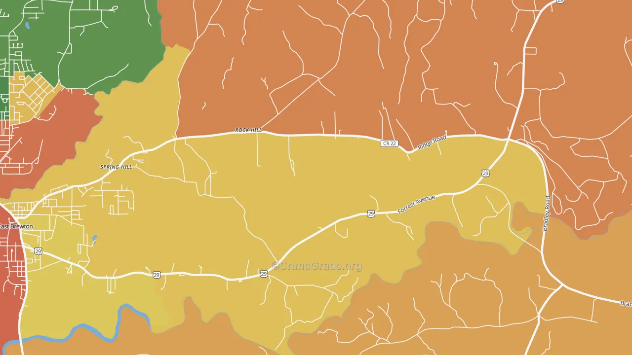 Rock Hill, AL Map of Drug-Related Crime Rates
