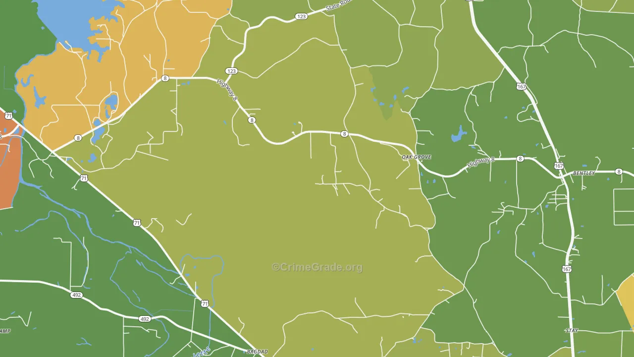 Rock Hill, LA Map of Drug-Related Crime Rates