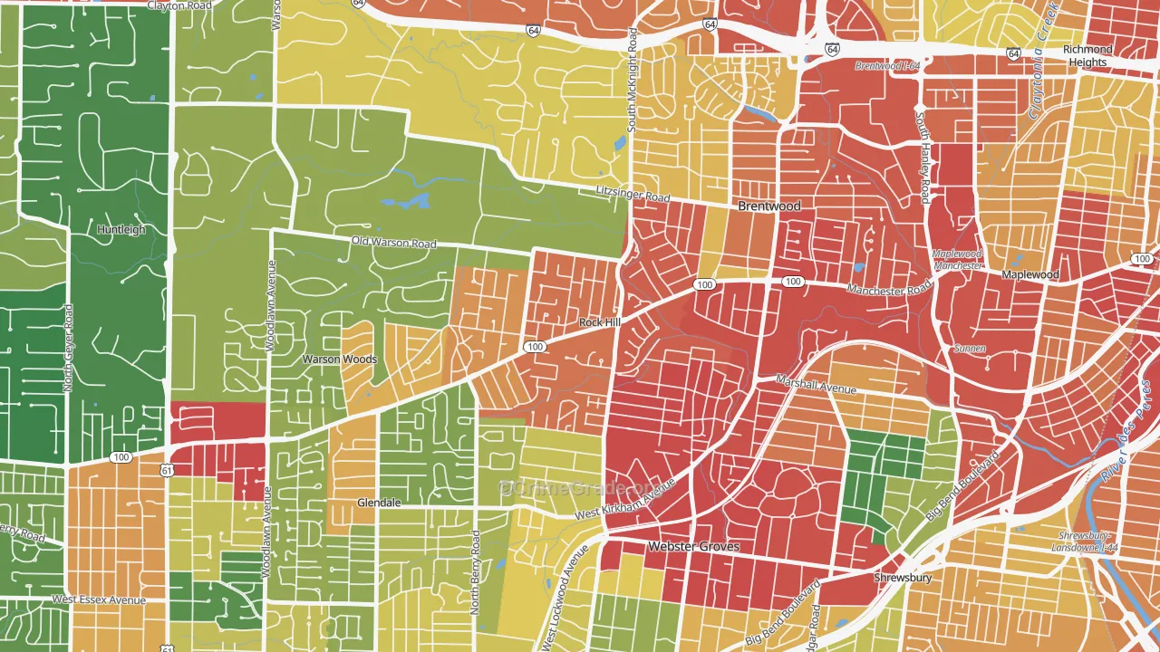 Rock Hill, MO Map of Drug-Related Crime Rates