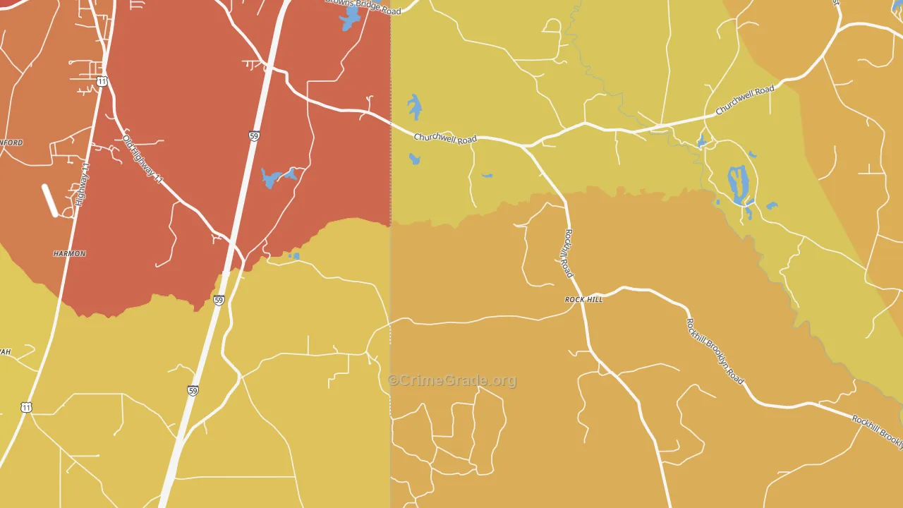 Rock Hill, MS Map of Drug-Related Crime Rates