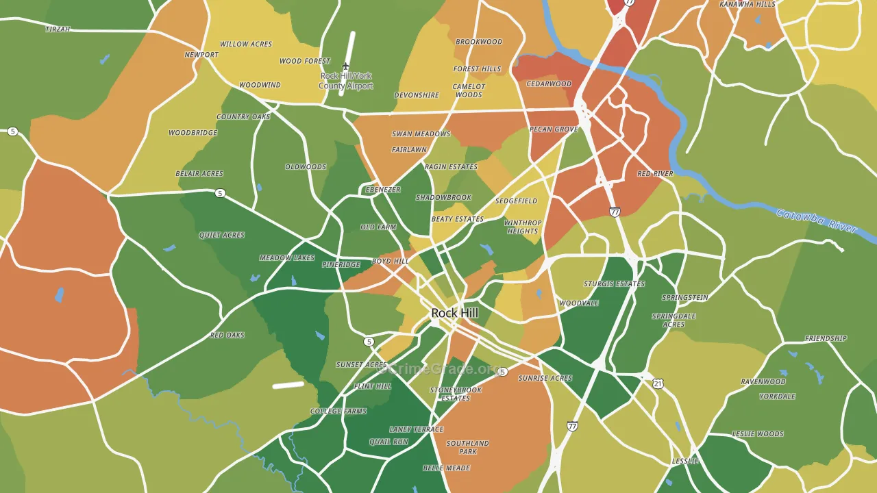 Rock Hill, SC Map of Drug-Related Crime Rates