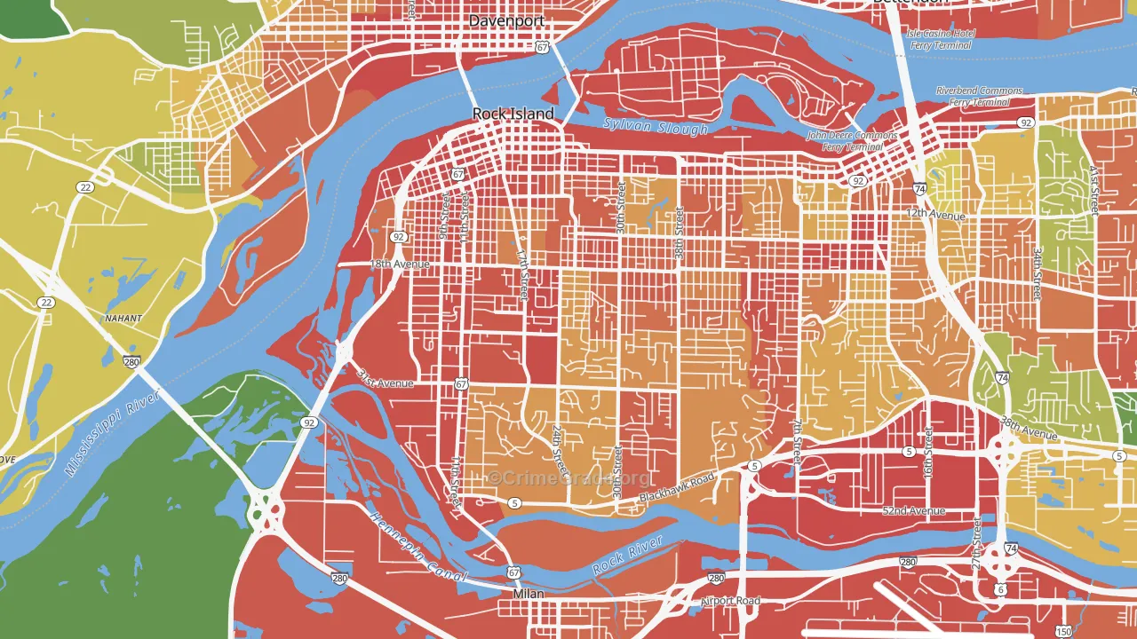 Rock Island, IL Map of Drug-Related Crime Rates