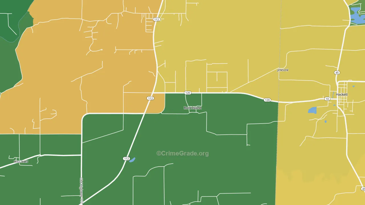 Rock Island, OK Map of Drug-Related Crime Rates