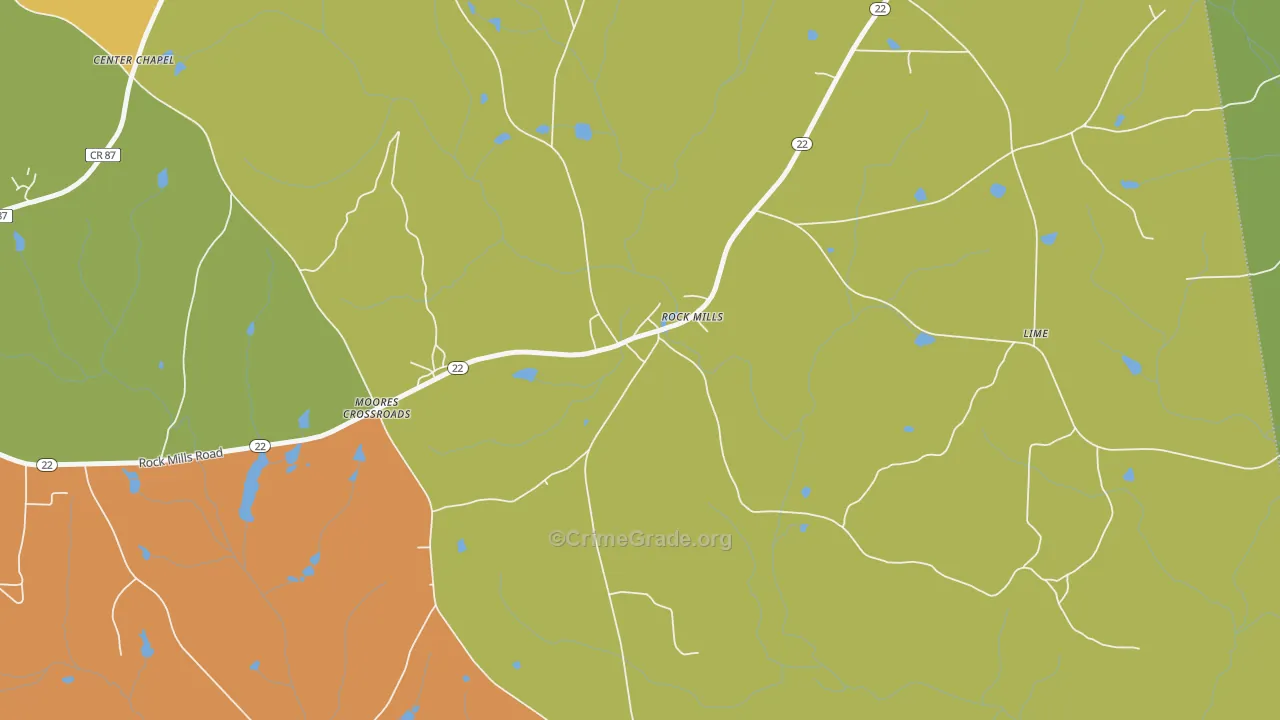 Rock Mills, AL Map of Drug-Related Crime Rates