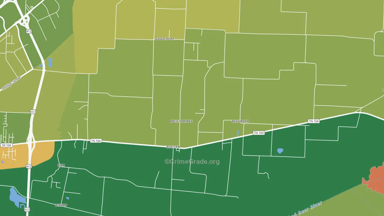 Rock Springs, TN Map of Drug-Related Crime Rates