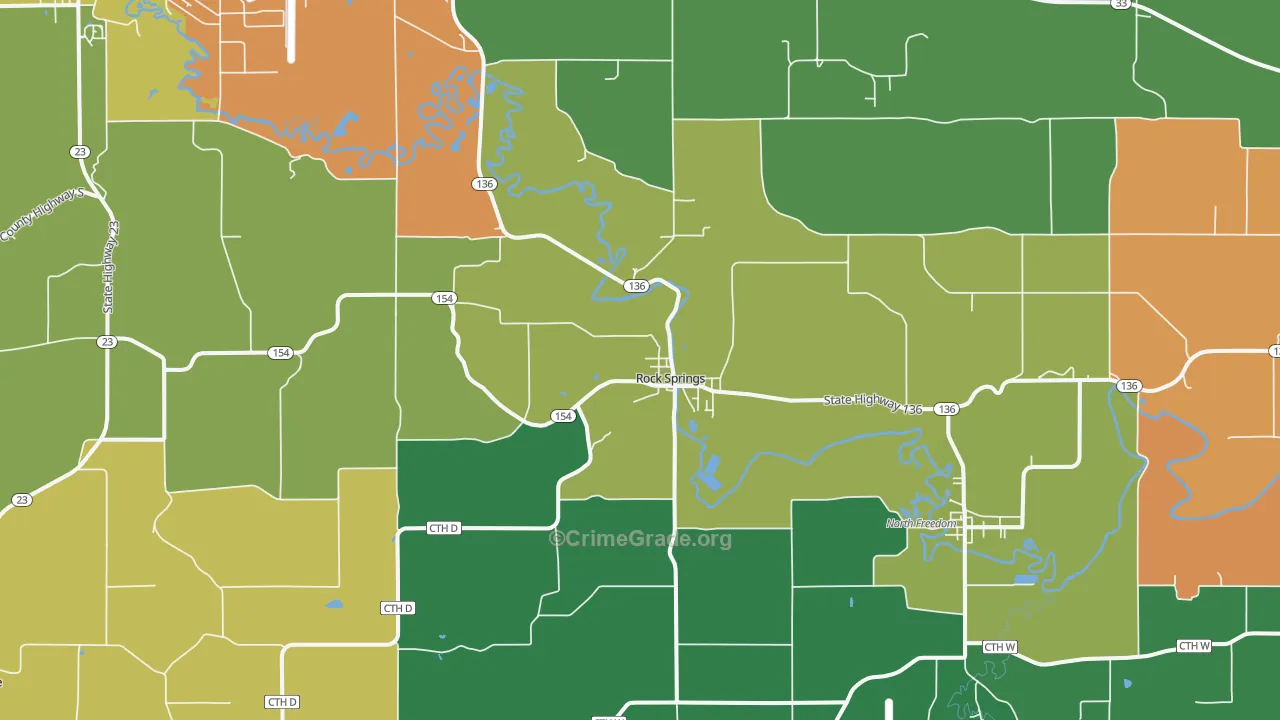 Rock Springs, WI Map of Drug-Related Crime Rates