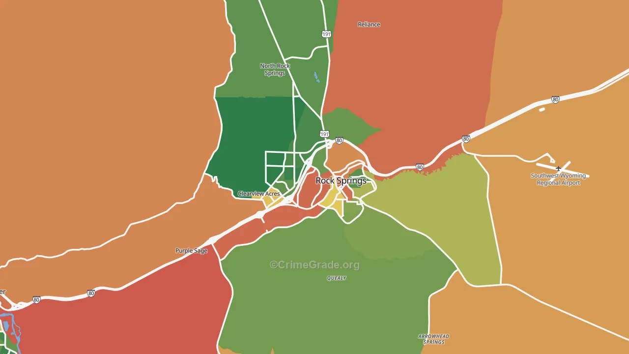 Rock Springs, WY Map of Drug-Related Crime Rates