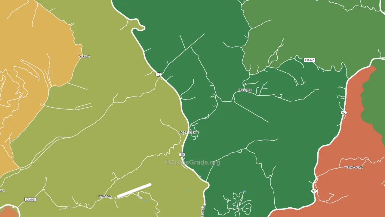 Rock View, WV Map of Drug-Related Crime Rates