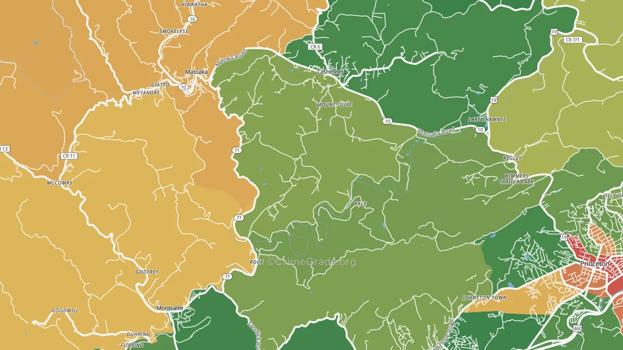 Rock, WV Map of Drug-Related Crime Rates