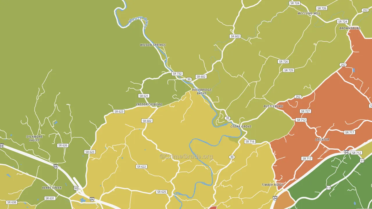 Rockbridge Baths, VA Map of Drug-Related Crime Rates