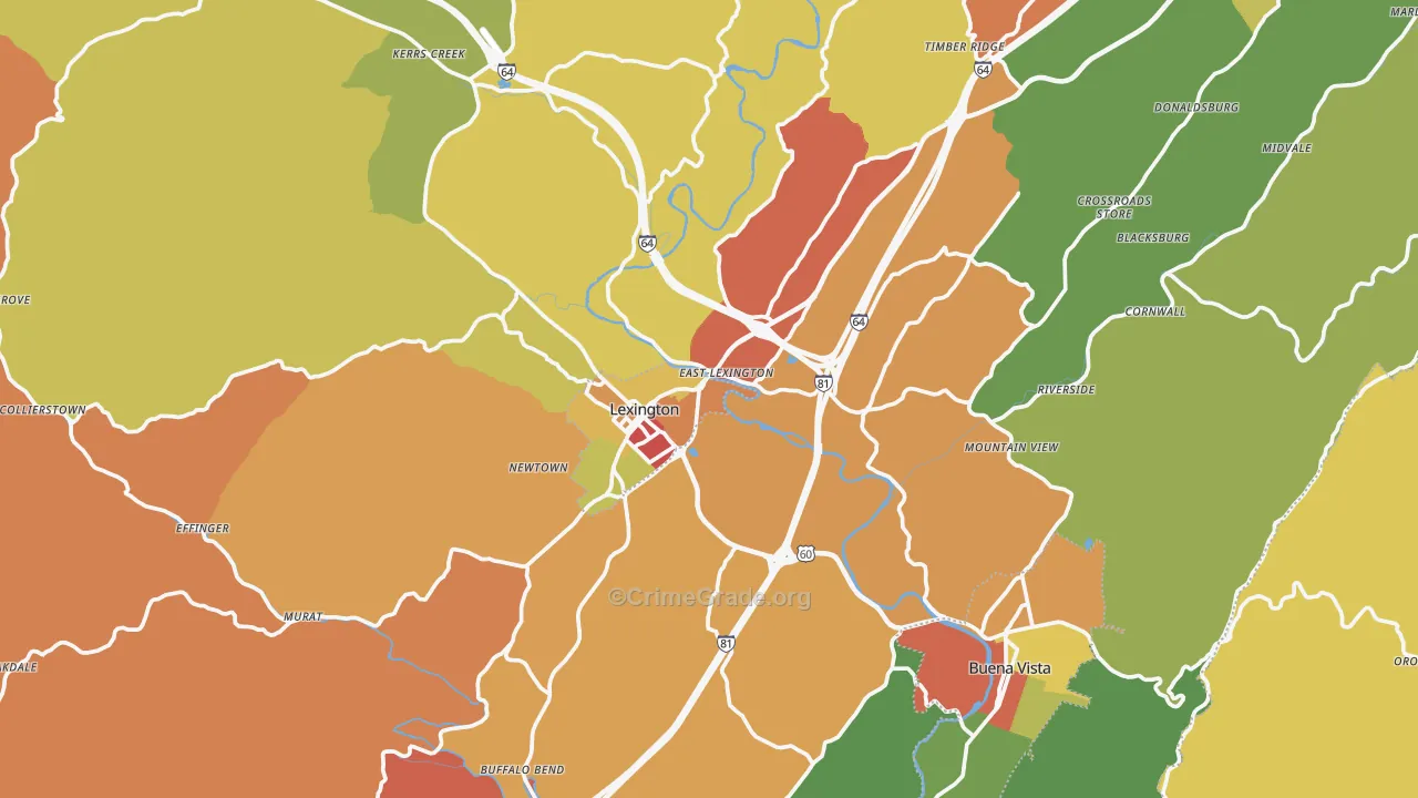 Rockbridge County, VA Map of Drug-Related Crime Rates