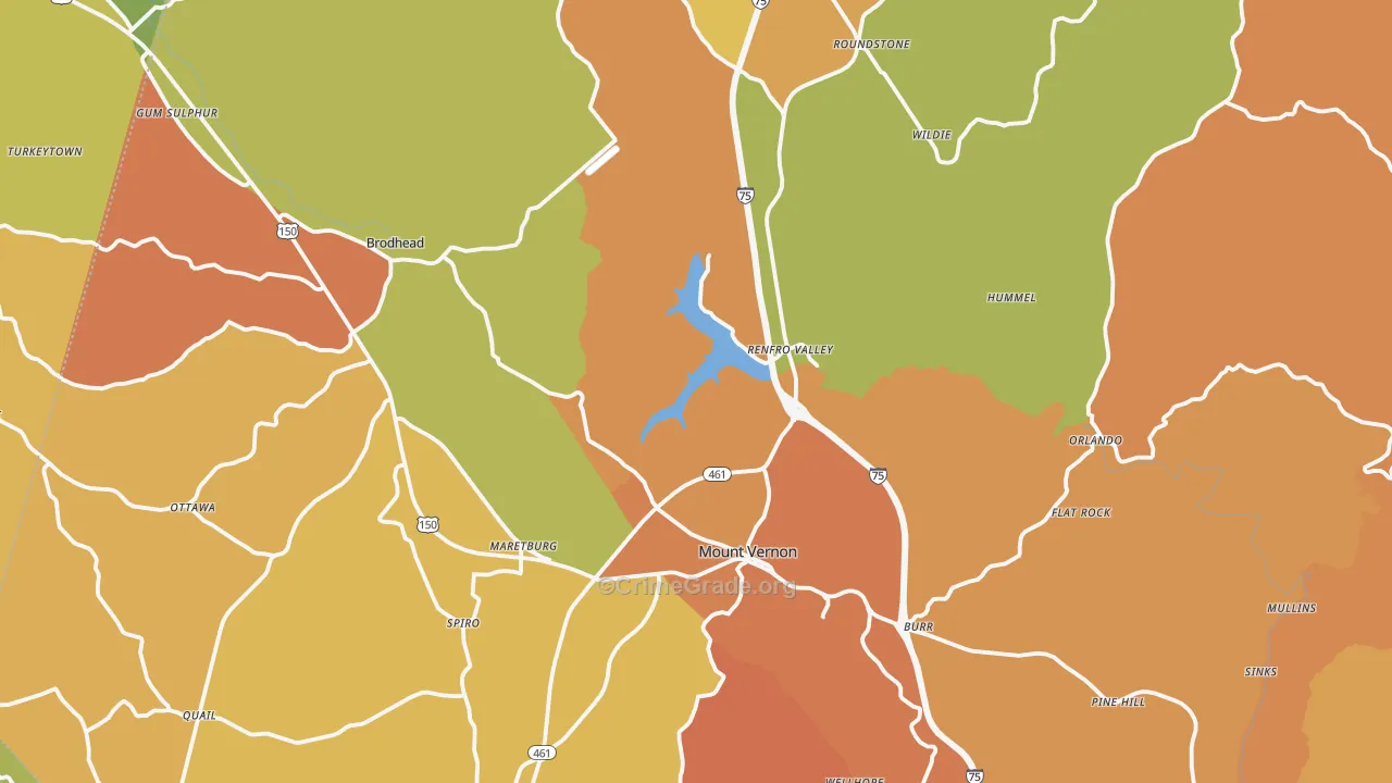 Rockcastle County, KY Map of Drug-Related Crime Rates