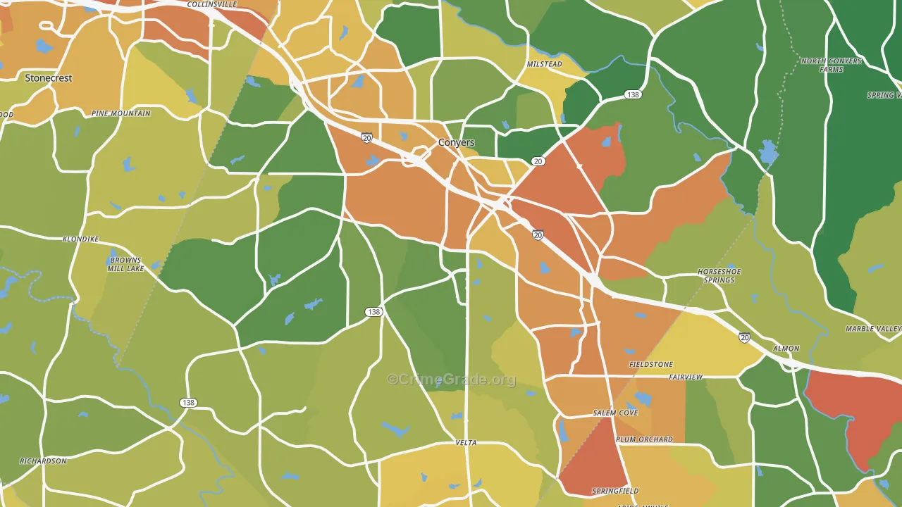 Rockdale County, GA Map of Drug-Related Crime Rates