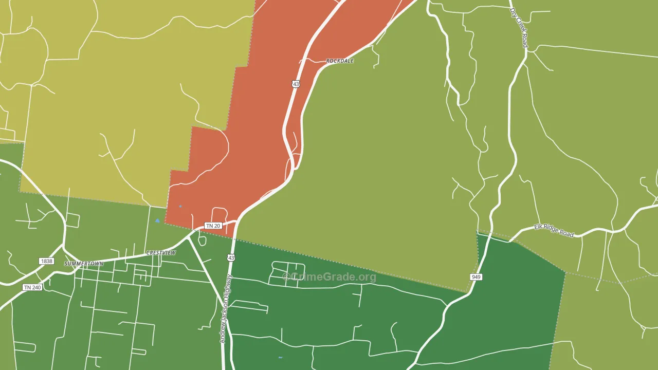 Rockdale, TN Map of Drug-Related Crime Rates