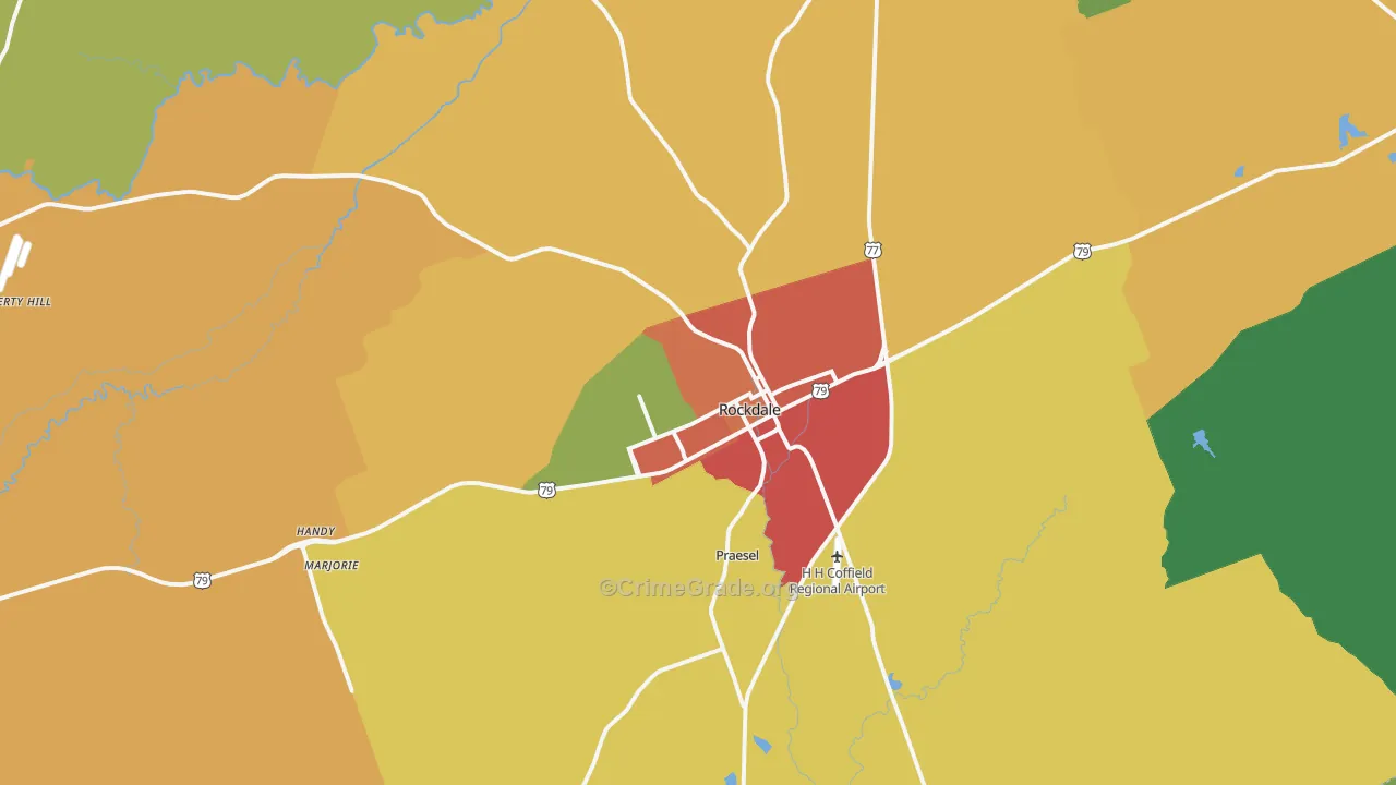 Rockdale, TX Map of Drug-Related Crime Rates