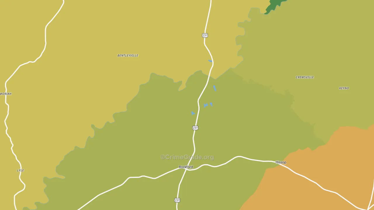 Rockford, AL Map of Drug-Related Crime Rates