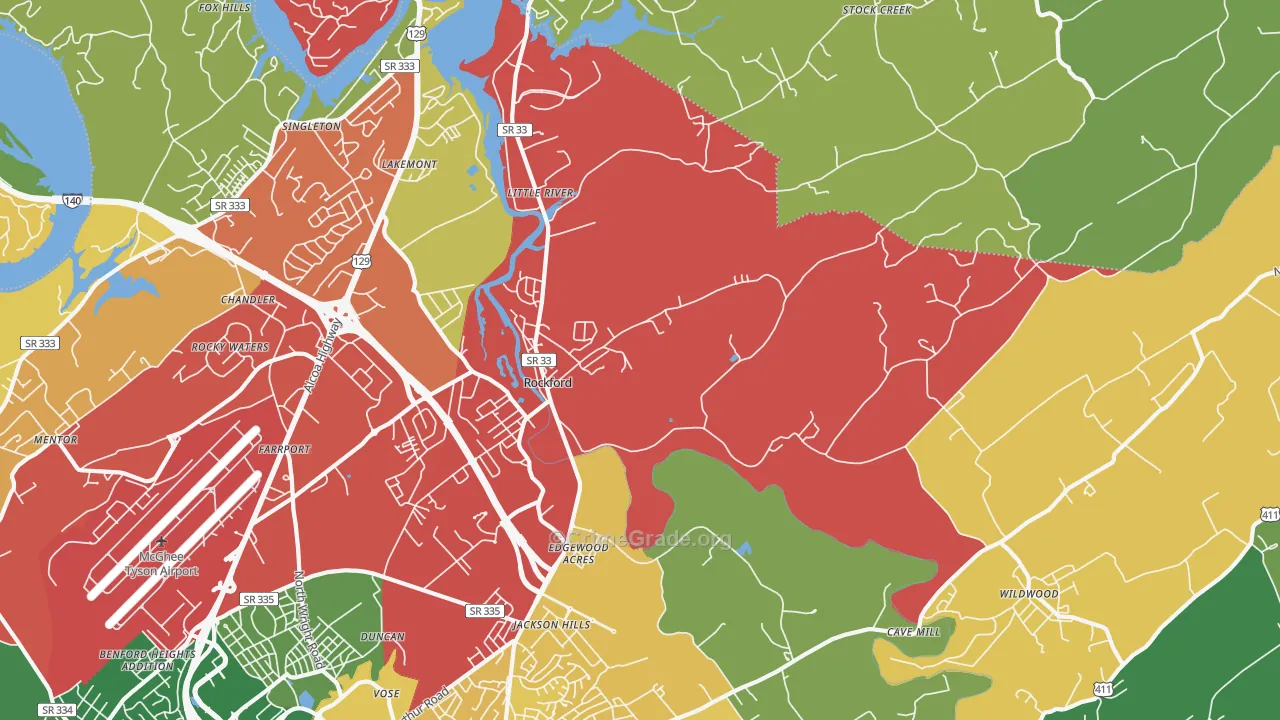 Rockford, TN Map of Drug-Related Crime Rates