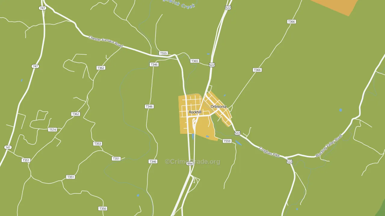 Rockhill, PA Map of Drug-Related Crime Rates