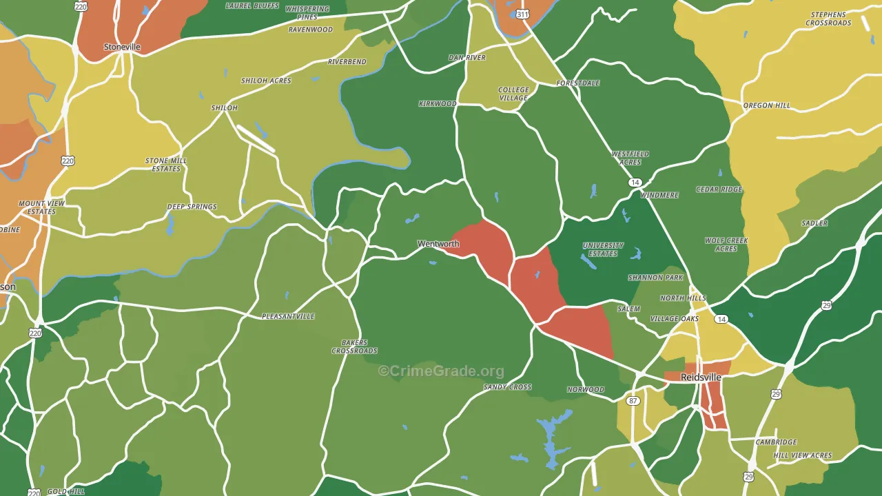 Rockingham County, NC Map of Drug-Related Crime Rates