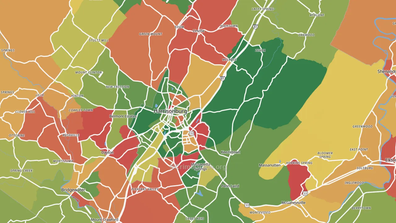 Rockingham County, VA Map of Drug-Related Crime Rates