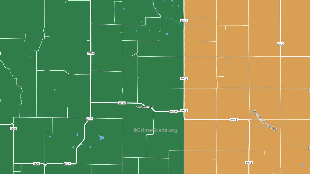 Rockingham, MO Map of Drug-Related Crime Rates