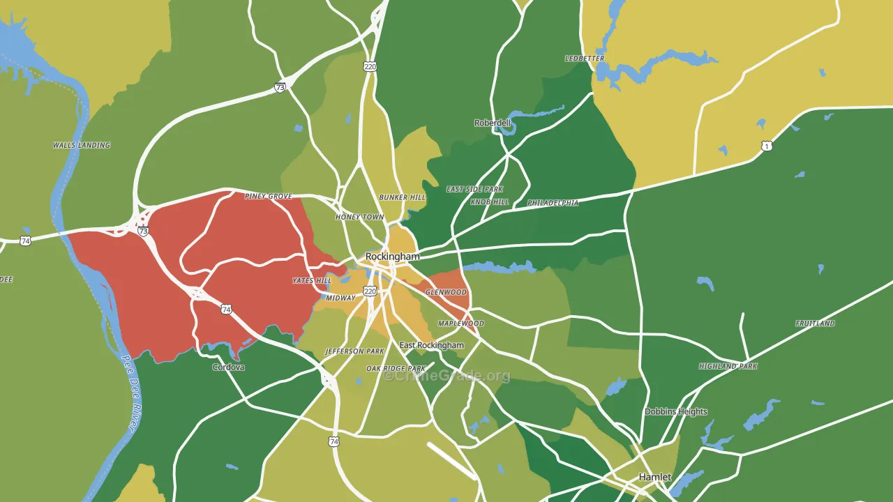 Rockingham, NC Map of Drug-Related Crime Rates