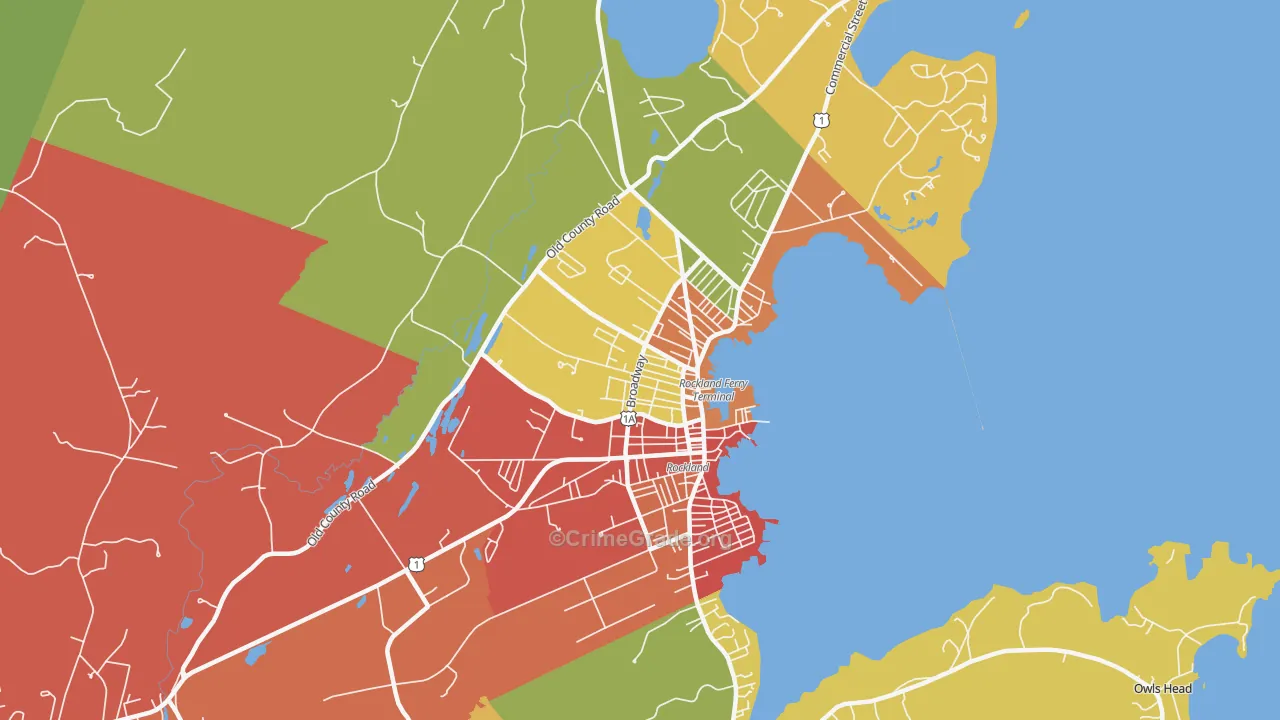 Rockland, ME Map of Drug-Related Crime Rates